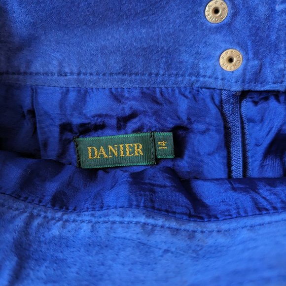 Vintage Danier Suede leather jacket Skirt 2-PC Suit Set, Cobalt Blue , Size S - Picture 9 of 15